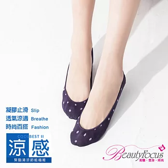BeautyFocus台灣製涼感凝膠止滑隱形襪(點點款)2502深紫色
