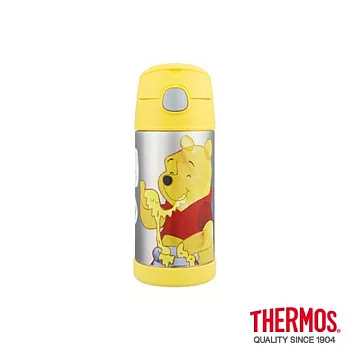 【THERMOS 膳魔師】吸管式 不鏽鋼真空保冷瓶0.37L(F4013WP6)WP6 (小熊維尼)