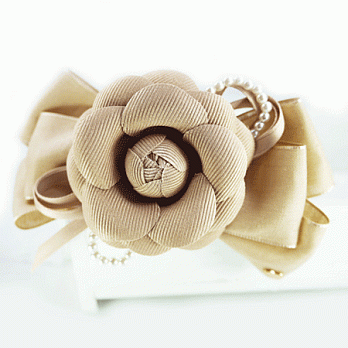 【PinkyPinky Boutique】好美小香風山茶花蝴蝶結髮夾(卡其)