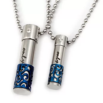 A+ accessories 鈦鋼鏤空雕花香水瓶情侶項鍊 (6款任選)深邃藍(大)