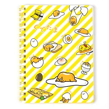 《Sanrio》蛋黃哥慵懶料理B6線圈方格筆記本(集合斜條紋)