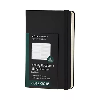 MOLESKINE 2015-16年18M週記本/黑9*14/口袋型P