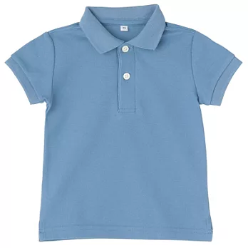 [MUJI 無印良品]幼兒有機棉混鹿子織短袖POLO衫100淡藍