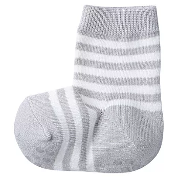 [MUJI 無印良品]幼兒有機棉混橫紋直角短襪11~13cm淺灰橫紋