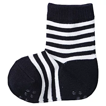 [MUJI 無印良品]幼兒有機棉混橫紋直角短襪11~13cm深藍橫紋