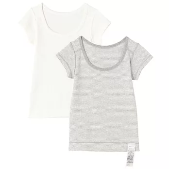 [MUJI 無印良品]幼兒有機棉舒適觸感短袖衫/2入100柔白