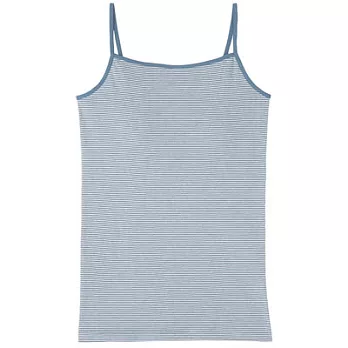 [MUJI 無印良品]女棉混內裏網織涼感舒適有杯細肩帶L藍橫紋