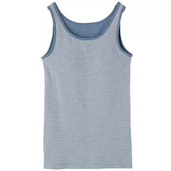 [MUJI 無印良品]女棉混內裏網織涼感舒適坦克背心M藍橫紋