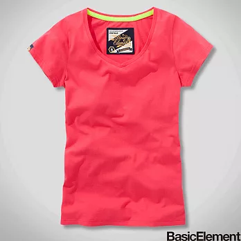 【BasicElement】女款柔棉桃領T恤XL莓紅