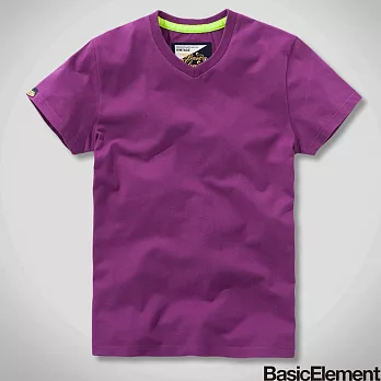 【BasicElement】男款柔棉V領T恤M紫色