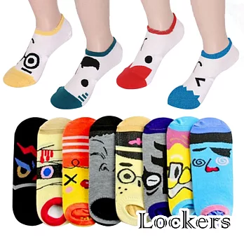 【Lockers 木櫃】韓國創意卡通表情短襪-三入組(款式隨機)