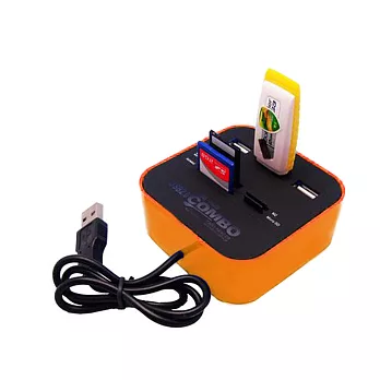 USB2.0 多功能3 Port HUB / 讀卡機(橙色)