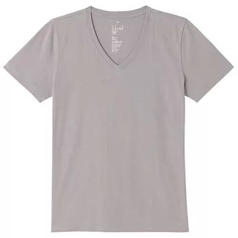 [MUJI 無印良品]女有機棉V領短袖T恤M銀灰