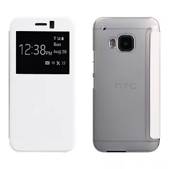 【BIEN】HTC One (M9) 髮絲紋超薄來電顯示皮套 (白)
