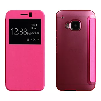 【BIEN】HTC One (M9) 髮絲紋超薄來電顯示皮套 (紅)