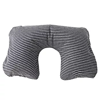 [MUJI 無印良品]棉天竺攜帶式充氣頸枕/雜藍×雜灰