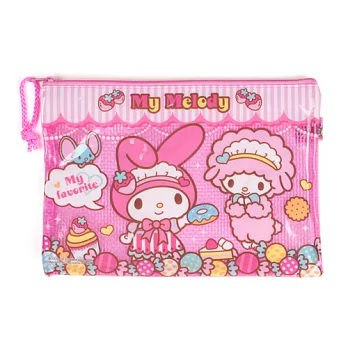 《Sanrio》美樂蒂PVC可愛圖案拉鍊文件袋M(最愛甜點)