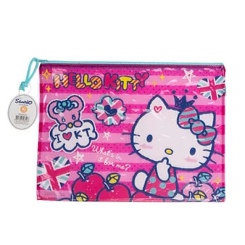 《Sanrio》HELLO KITTY PVC可愛圖案拉鍊文件袋L(手繪圖案)