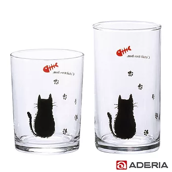 【ADERIA】日本進口貓咪足跡玻璃杯2入組