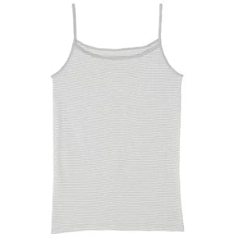 [MUJI 無印良品]女棉質(抗菌防臭)涼感細肩帶M淺灰橫紋