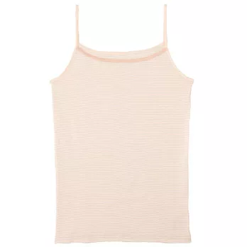 [MUJI 無印良品]女棉質(抗菌防臭)涼感細肩帶XL淺橘橫紋