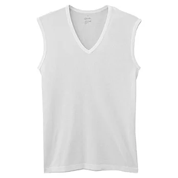 [MUJI 無印良品]男棉混集圈針織涼感V領無袖衫S白色