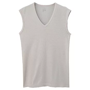 [MUJI 無印良品]男棉混集圈針織涼感V領無袖衫L淺灰