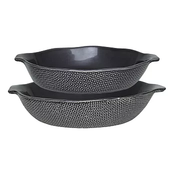 Lina dark grey 橢圓烤盤組 2入