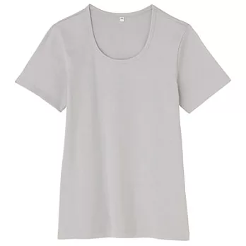 [MUJI 無印良品]女有機棉混彈性圓領短袖T恤M灰銀