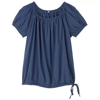 [MUJI 無印良品]女天絲棉抓皺套衫M藍色