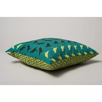 雙面抱枕套-台灣八哥-藍綠&綠