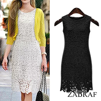 【BR】歐美風 花朵蕾絲連身洋裝-共2色(M-XL可選擇)M黑