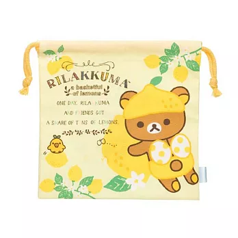 San-X 拉拉熊水果檸檬園系列束口袋。黃