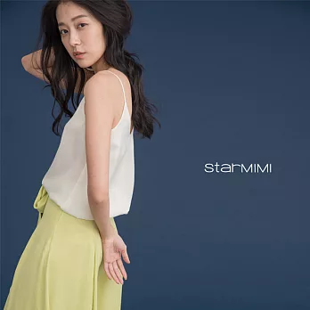 【StarMIMI】微光澤緞紋細肩帶背心＊M米白