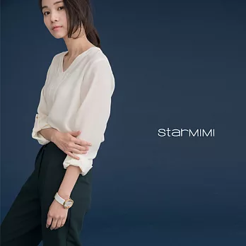 【StarMIMI】鉚釘釦前胸設計雪紡襯衫＊S米白
