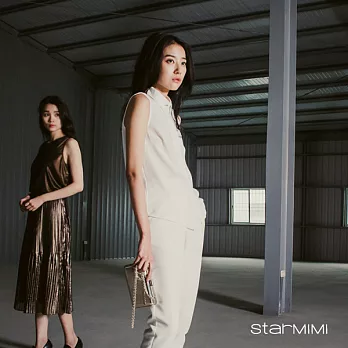 【StarMIMI】領針設計無袖襯衫＊M白