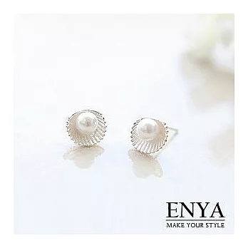 Enya★925銀 青春旅行貝殼珍珠耳環銀色