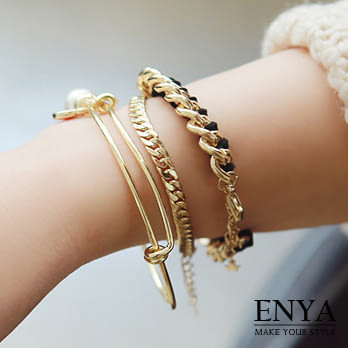 Enya★隨性美學3件組手環金色