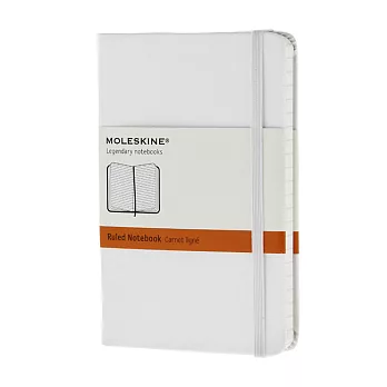 MOLESKINE 彩色筆記本192/橫條RULED/口袋型P/白WHITE