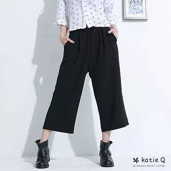 【KatieQ】素色寬版西褲(2色)-FREEFREE黑