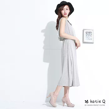 【KatieQ】心機後開衩休閒洋裝(2色)-FREEFREE灰