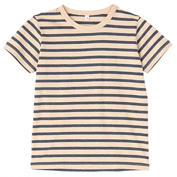 [MUJI 無印良品]兒童有機棉每日兒童服橫紋短袖T恤110深藍橫紋