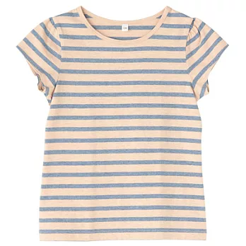 [MUJI 無印良品]兒童有機棉每日兒童服橫紋法式袖T恤110藍橫紋