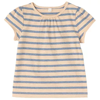 [MUJI 無印良品]幼兒有機棉每日兒童服橫紋法式袖T恤90藍橫紋