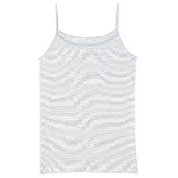[MUJI 無印良品]女棉質(抗菌防臭)涼感細肩帶XL淺藍橫紋