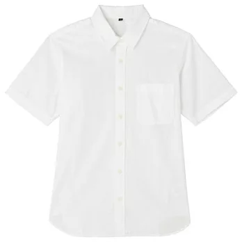 [MUJI 無印良品]男有機棉平織布水洗短袖襯衫S白色
