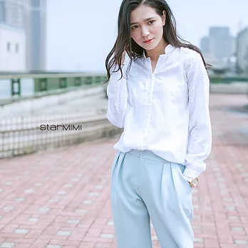 【StarMIMI】純白繡線襯衫＊L白