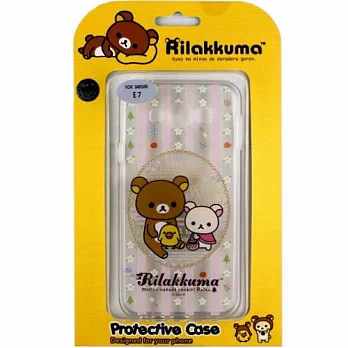 Rilakkuma 拉拉熊/懶懶熊 Samsung Galaxy E7 彩繪透明保護軟套-花草優雅熊