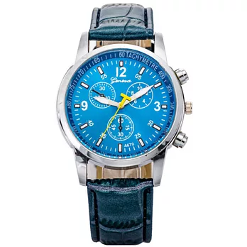 Watch-123 酷龍戰將-立體感卓越自信仿三眼腕錶 (3色任選)藍色