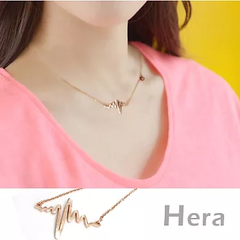 【Hera】赫拉 鈦鋼愛心心電圖短項鍊/鎖骨鍊(魅影金)